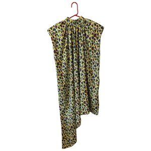 Beulah Style Women's Size M Pleated Asymmetrical High Low Hem Draped Midi Dress